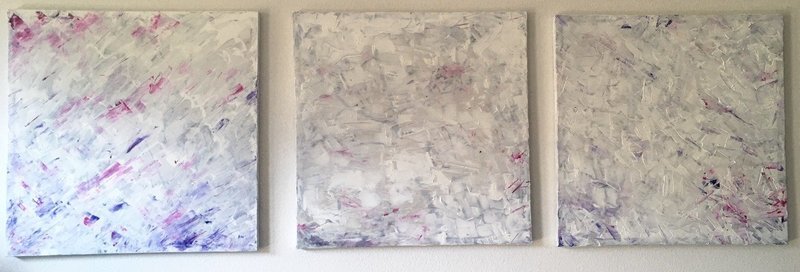 Unique Acrylic Collage Painting Cherry Blossom, Set of 3