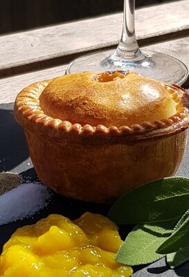 PORK PIE WITH CALVADOS AND CIDER GELATIN - Using the same ingredients as our Pork Pie this time enhanced with a reduction of Calvados and Cider gelatin. A lovely lovely treat. PORK PIE WITH CALVADOS AND CIDER GELATIN - Using the same ingredients as our Pork Pie this time enhanced with a reduction of Calvados and Cider gelatin. A lovely lovely treat.