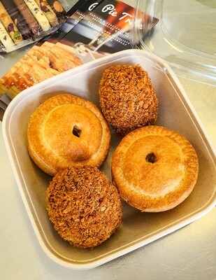 PICNIC PACK - Economical way to buy. Our Picnic Pack is conveniently sized to contain 2 x Scotch Eggs & 2 x Pork Pies, perfect to eat cold, no heating required. PICNIC PACK - Economical way to buy. Our Picnic Pack is conveniently sized to contain 2 x Scotch Eggs & 2 x Pork Pies, perfect to eat cold, no heating required.