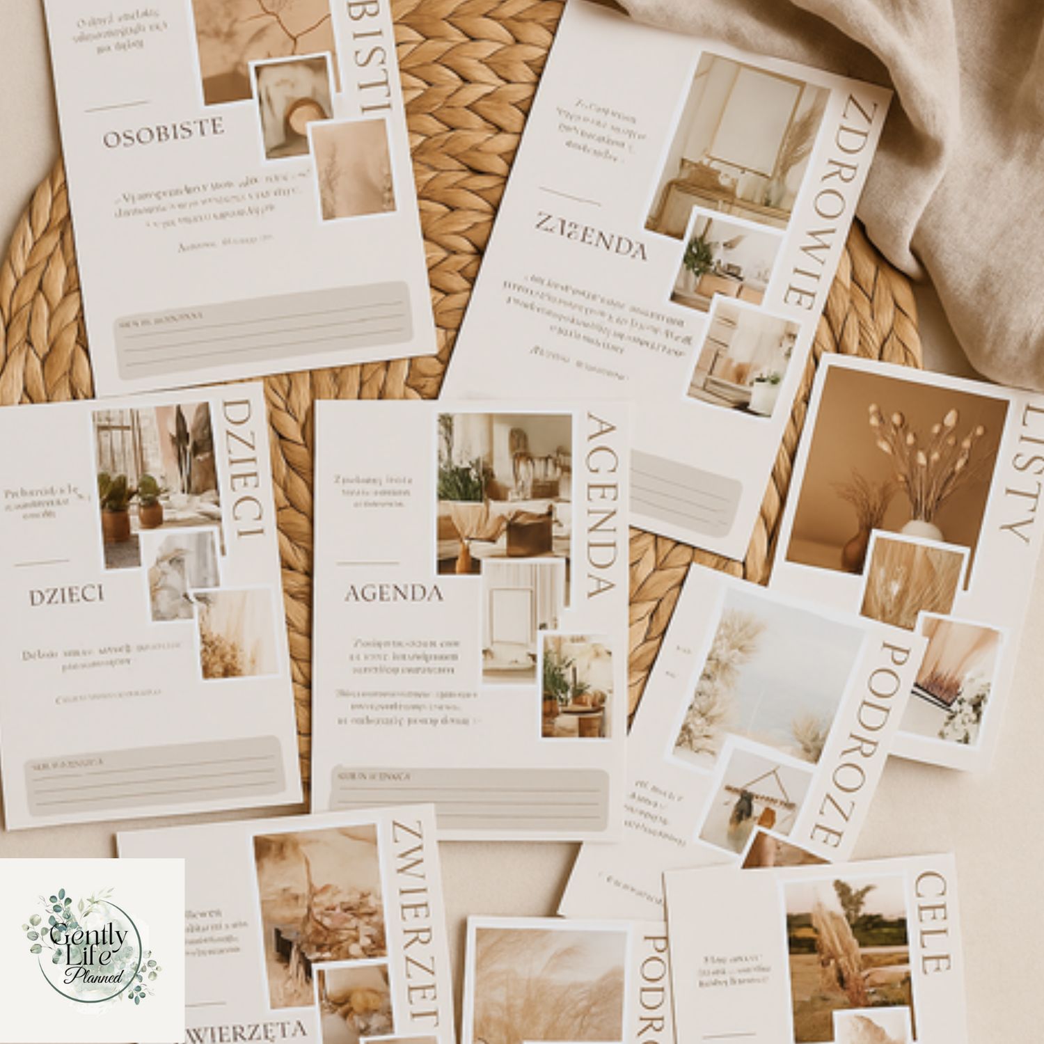 Gently Life Planner okładki tematyczne do druku