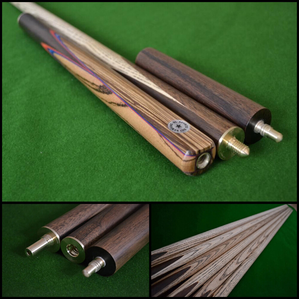 57" Handmade/Hand-Spliced Snooker Cue (Butt: Rosewood with Blue/Red inlays)
