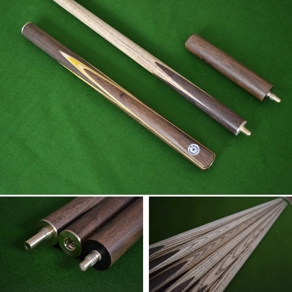 57" Handmade/Hand-Spliced Snooker Cue (Butt: Rosewood with Yellow inlays)