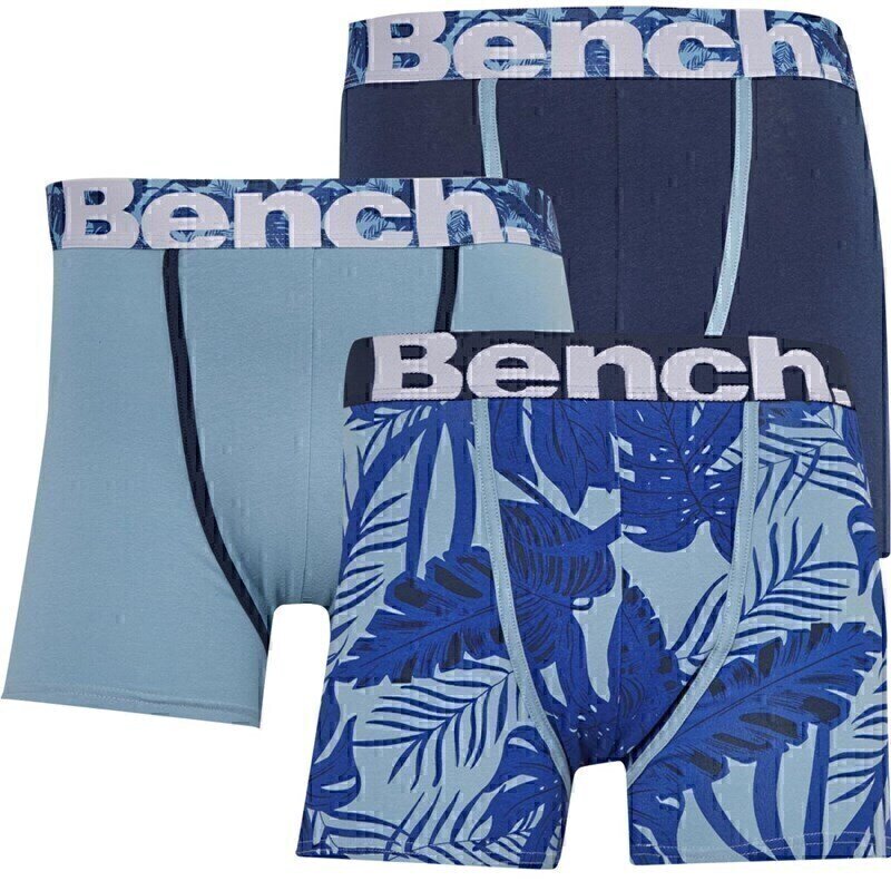 Bench 3 Pack Roma Mens Designer Boxer Shorts / Trunks in Navy / Cobalt / Light Blue