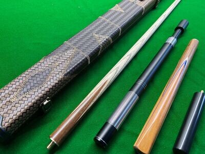 57.1 inch Handmade Ash and Rosewood 3/4 Snooker Cue Set with 8.5mm tip + Telescopic Extension
