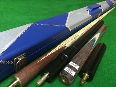 Handmade 57 Inch 3/4 Handspliced Rosewood Butt / Ash Shaft Snooker Cue Set with Case and Extension