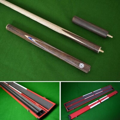 Handcrafted 3/4 piece Rosewood Inlayed Butt and Ash Shaft Snooker Cue with ST GEORGES Design Case