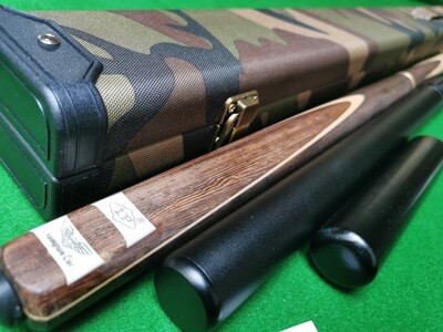 3/4 Handmade Ash and Rosewood 57.1 Inch Snooker Cue Set with Green Camo Style Case