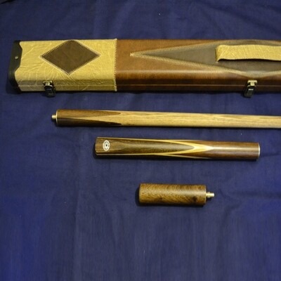 Handcrafted 3/4 piece Ash Snooker/Pool Cue with Leather Cue Case and Screw in Mini-Butt.