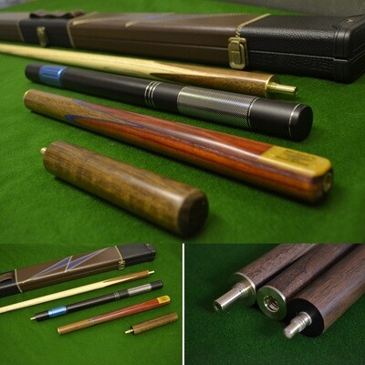 57 Inch Handmade Snooker cue, Rosewood Butt, Ash Shaft, Case, Mini Butt and Extension