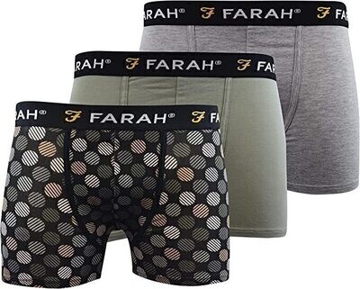 Farah Mens Designer Boxer Shorts 3 Pack in Style Lonen