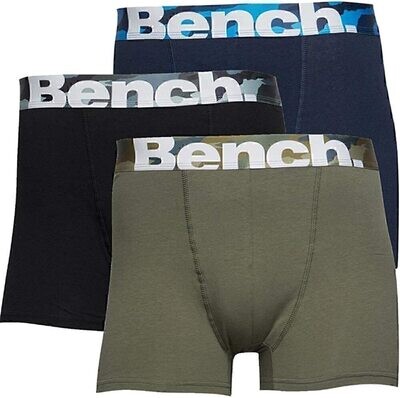 Bench 3 Pack Robson Mens Designer Boxer Shorts / Trunks in Blue / Green / Black