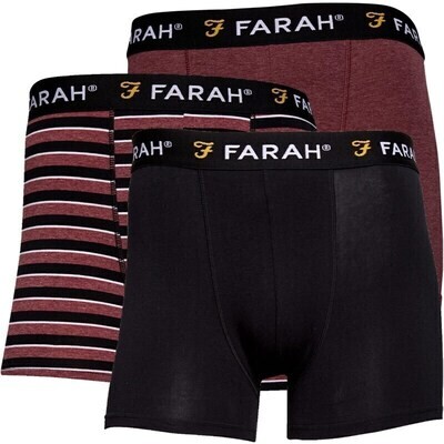 Farah Mens Designer Boxer Shorts 3 Pack in Style Hadley