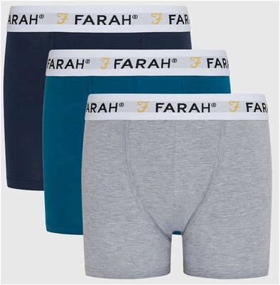 Farah Mens Designer Boxer Shorts 3 Pack in Style Faula