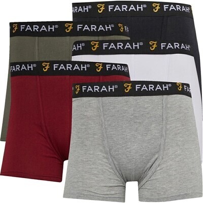 Farah Mens Designer Boxer Shorts 5 Pack in Style Gaveer