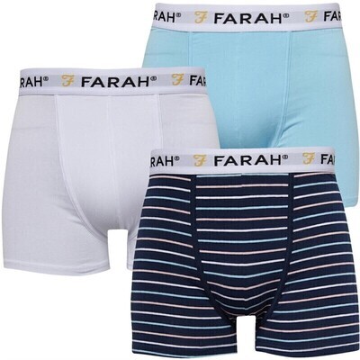 Farah Mens Designer Boxer Shorts 3 Pack in Style Kadel