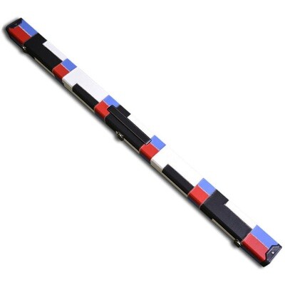 Handmade 3/4 Deluxe Patchwork Style Snooker Cue Case - Red, White, Blue and Black
