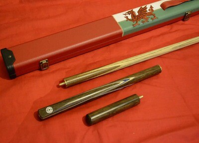 Handcrafted Welsh Themed Snooker Cue set with 3/4 piece Rosewood Inlayed Butt and Ash Shaft