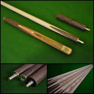 57 Inch Handmade 3/4 Multi-Spliced Rare Burl and Rosewood Ash Snooker/Pool Cue with 15cm Mini-Butt.
