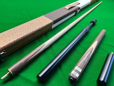 Classic 57.1 inch Handmade Ash and Rosewood 3/4 Snooker Cue Set with 9.5mm tip + Telescopic Extension
