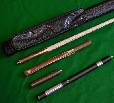 Handmade 3/4 Piece 57.1" Ash Snooker/Pool Cue Complete Set - Case/Extension/Rosewood Butt