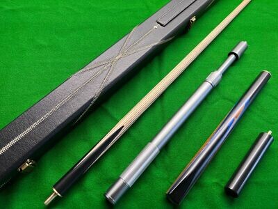 Handmade 3/4 Piece 58.5 Inch Snooker Cue Complete Set with Ash Shaft and Ebony Burl Butt