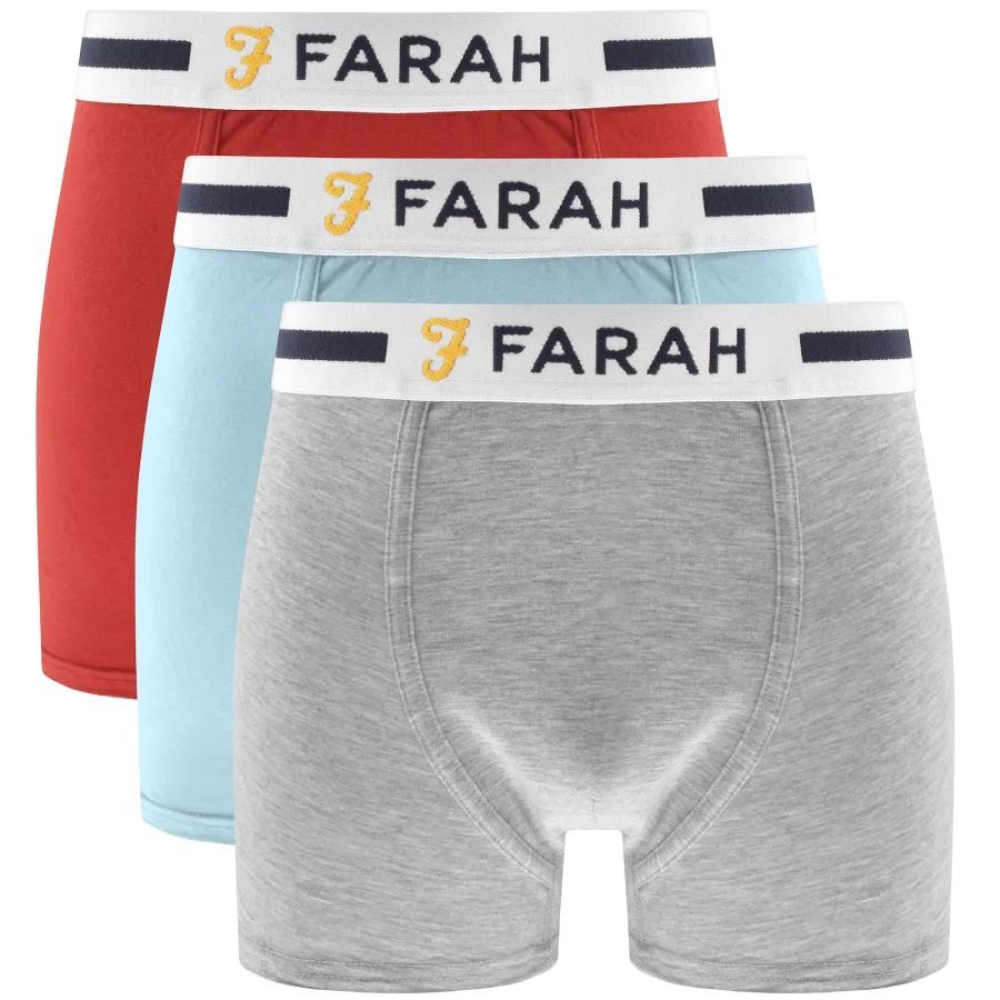 Farah Griley Mens Boxer Shorts 3 Pack Red / Blue ? Grey