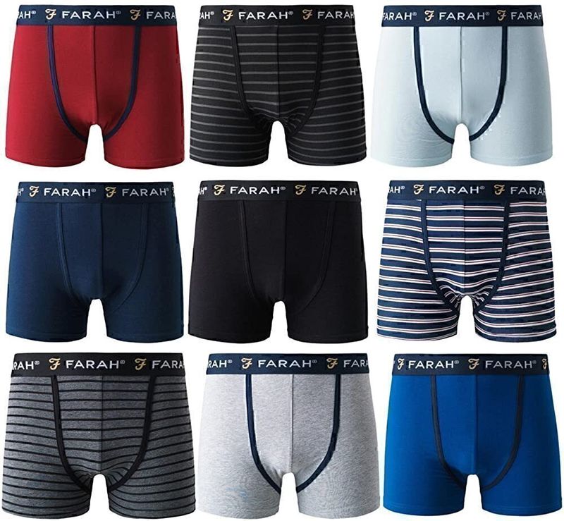 Farah Mens Designer Boxer Shorts / Trunks 6 Pack All Sizes