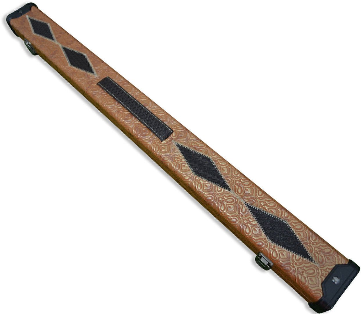 Handmade 1/2 Jointed Black/Brown Patchwork 2 Compartment Tournament Style Snooker Cue Case