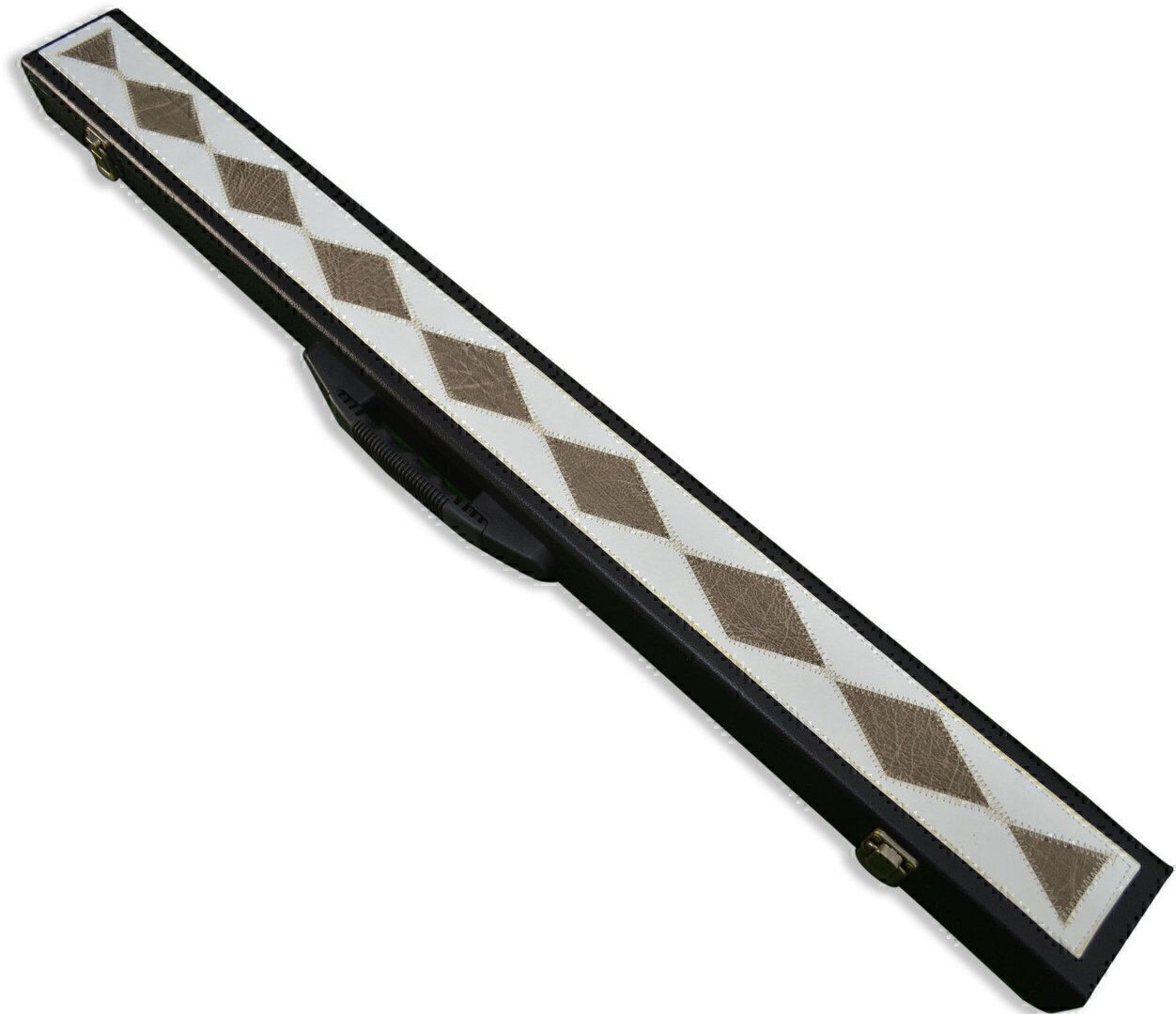 Handmade 1/2 Jointed Grey Diamond Design 2 Compartment Tournament Style Snooker Cue Case