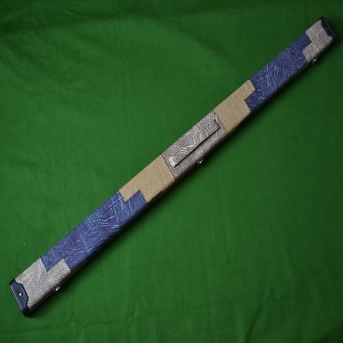 Handmade 3/4 Denim Design Snooker Cue Case - Blue/Mustard and Cream