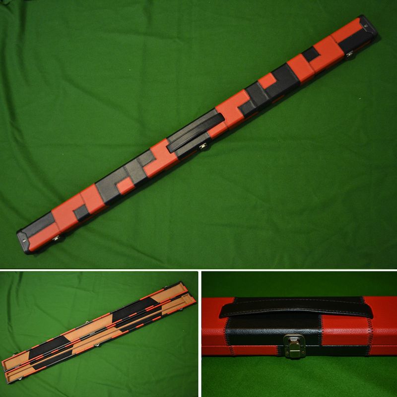 Handmade 3/4 Patchwork Style Snooker Cue Case - Red/Black