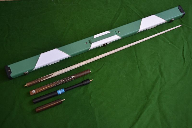 Handmade 4 Piece Snooker Cue Set with Leather Case, Telescopic Extension and Mini Butt