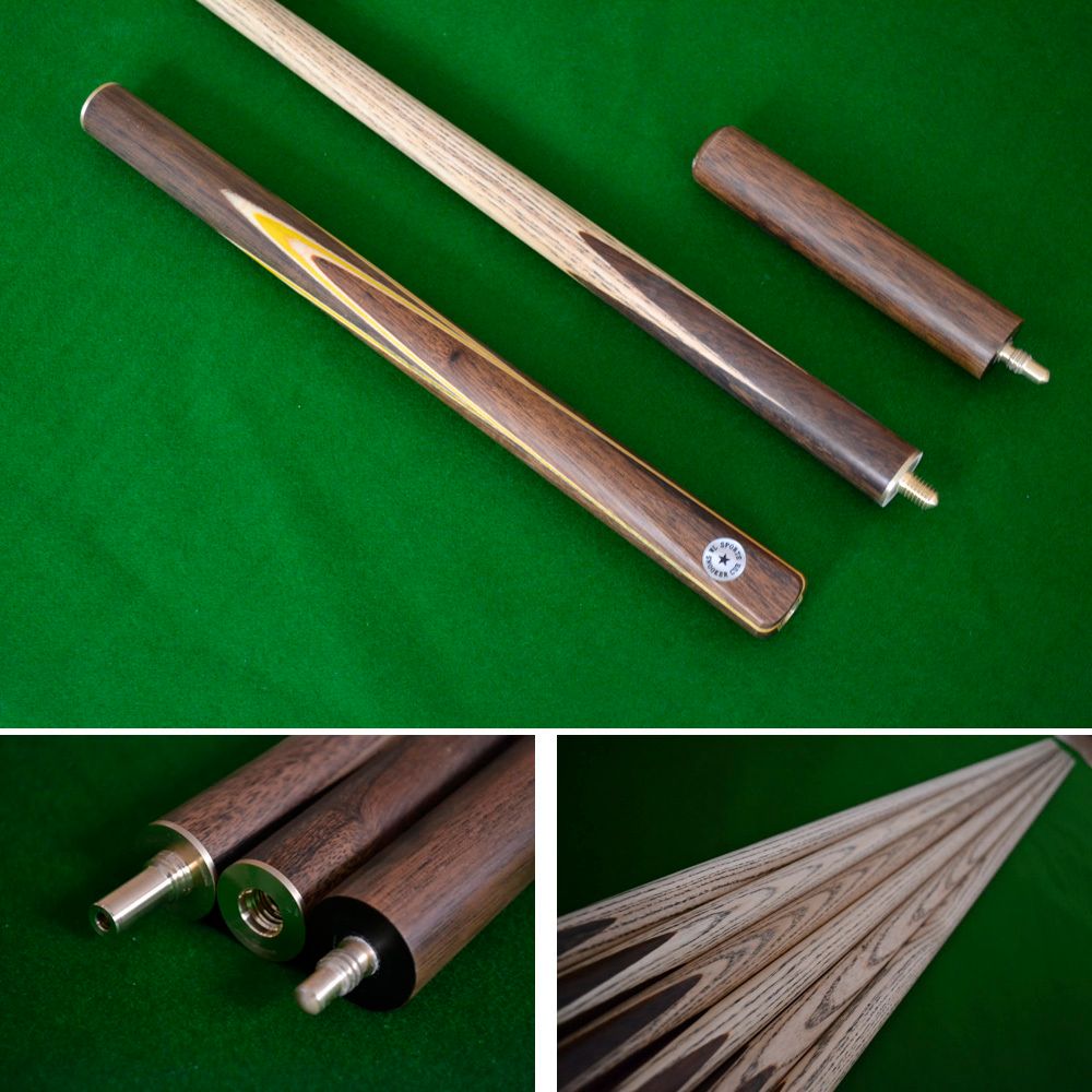 57" Handmade/Hand-Spliced Snooker Cue (Butt: Rosewood with Yellow inlays)
