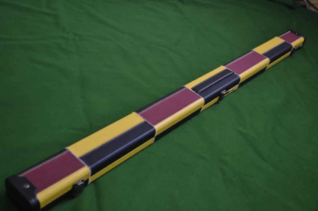 3/4 Retro Style Snooker Cue Case - Purple/Black/Yellow
