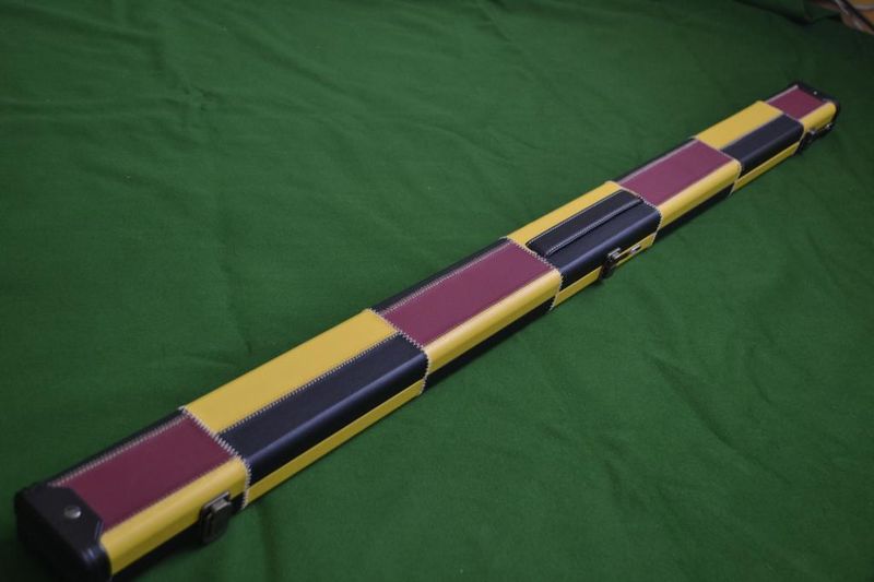 3/4 Retro Style Snooker Cue Case - Purple/Black/Yellow