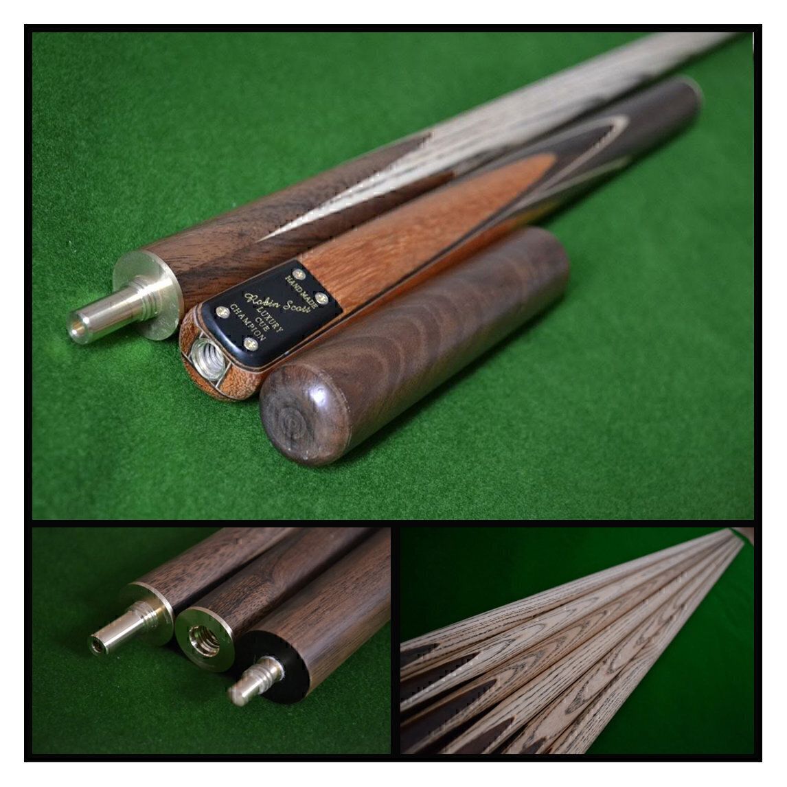 58.5" Handmade Multi-Spliced Phoebe and Rosewood Snooker Cue with North American Ash Shaft
