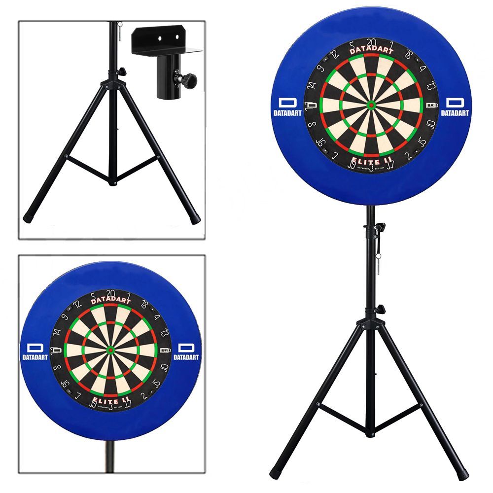 Darts Set with Portable Stand - DATADART ELITE II- Professional Dartboard and a Blue Surround