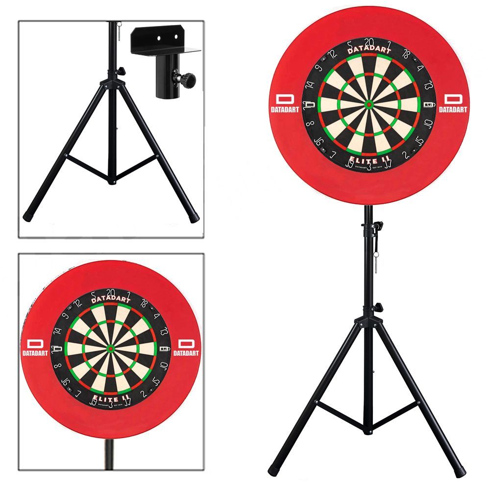 Darts Set with Portable Stand - DATADART ELITE II- Professional Dartboard and a Red Surround
