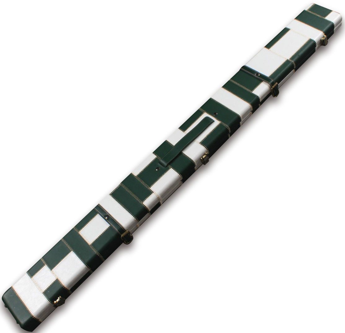Deluxe Wide 3/4 Green/White 3 Compartment Tournament Style Snooker Cue Case - Holds 2 Cues