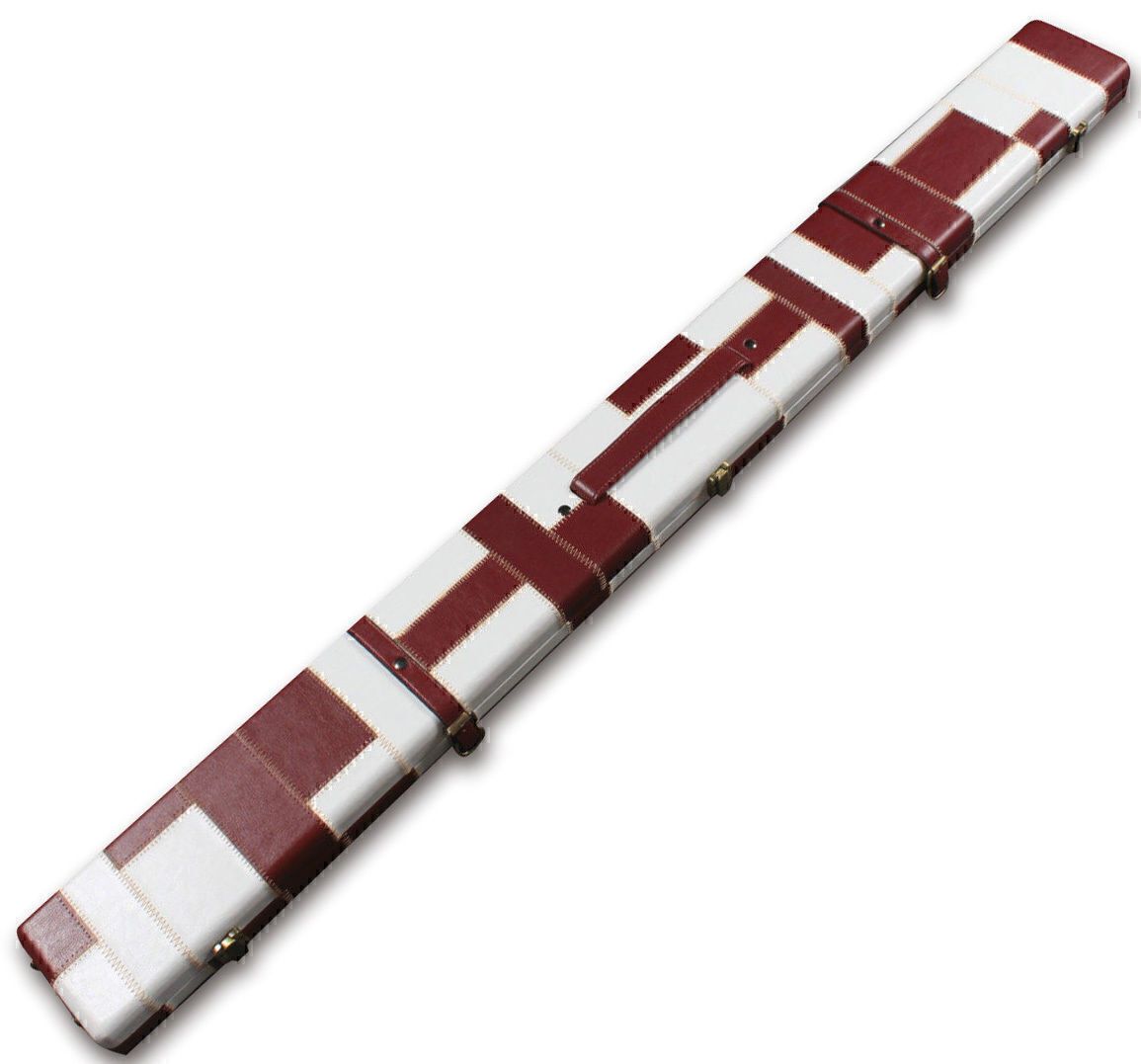 Deluxe Wide 3/4 Pink/White 3 Compartment Tournament Style Snooker Cue Case - Holds 2 Cues