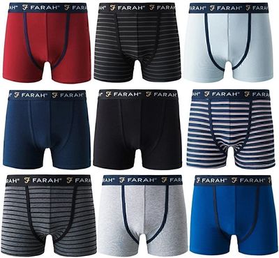 Farah Mens Designer Boxer Shorts / Trunks 6 Pack All Sizes