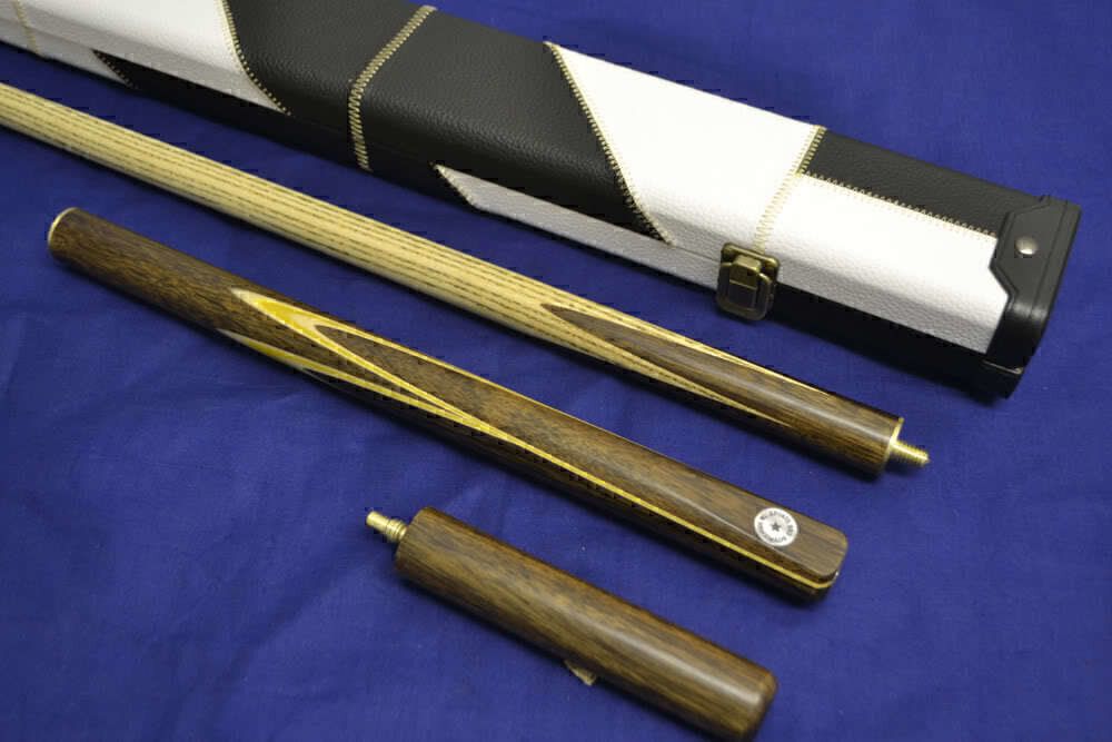 Handcrafted 3/4 Rosewood Inlayed Butt, Ash Shaft Snooker Cue, White and Black Case, 6" Mini-Butt.