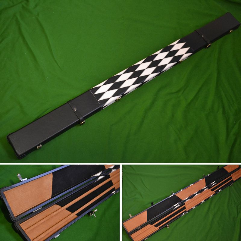 Handmade 1 Piece Wide Snooker Cue Case - Black/White - (Holds 3 x 1 Piece Cues)