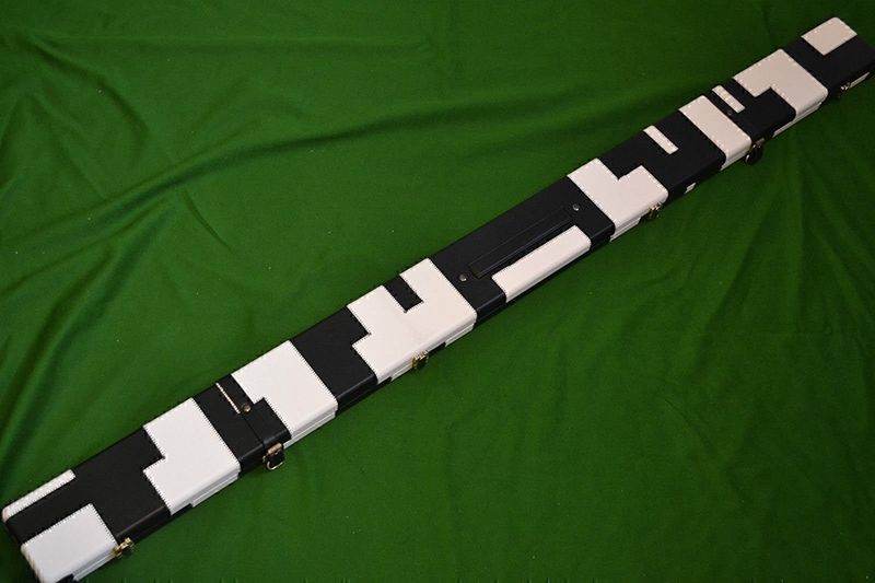 Handmade 1 Piece Wide Snooker Cue Case - Black/White - (Holds 3 x 1 Piece Cues)
