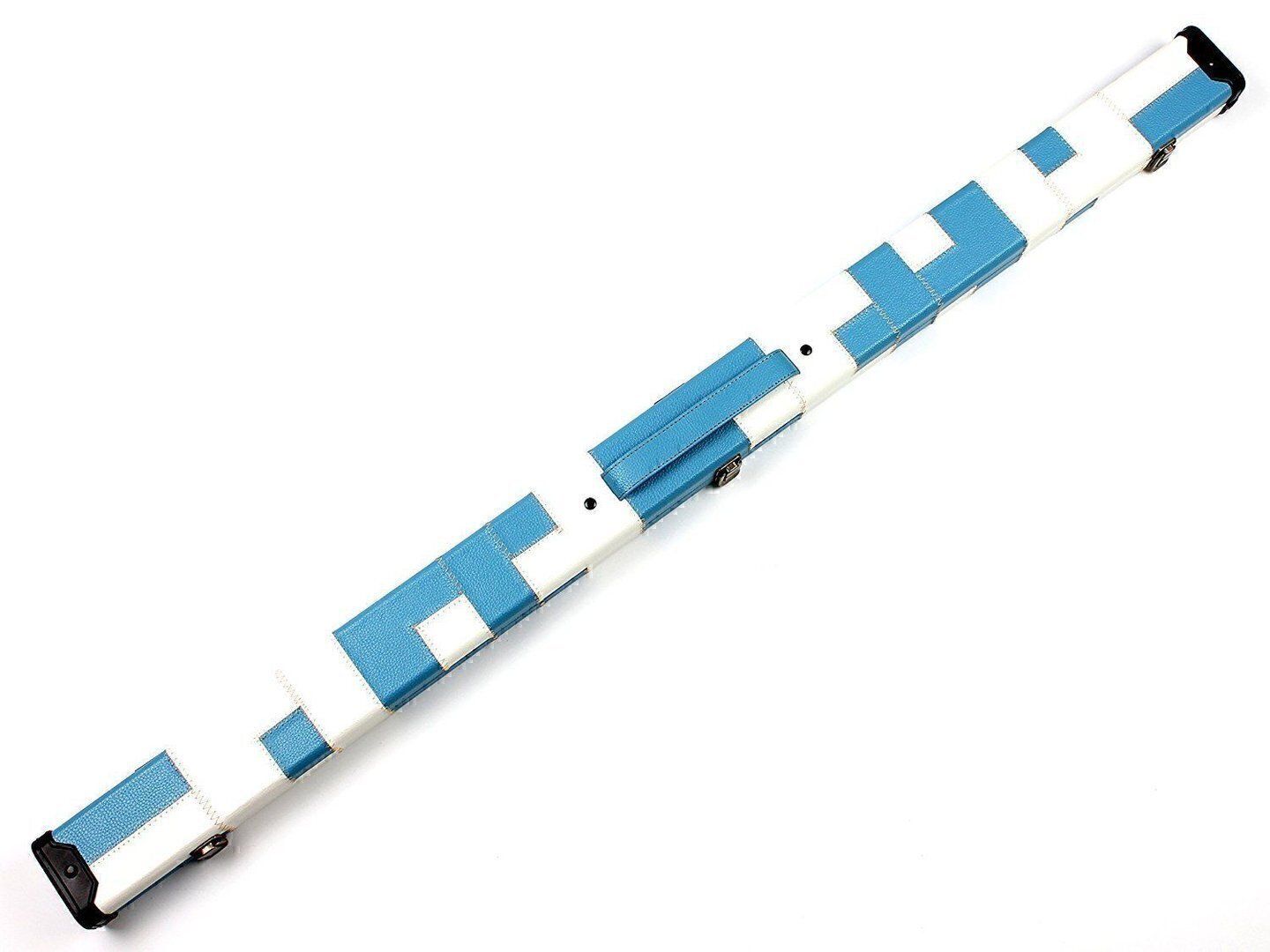 Handmade 3/4 Blue/White Snooker Cue Case With 2 Compartments