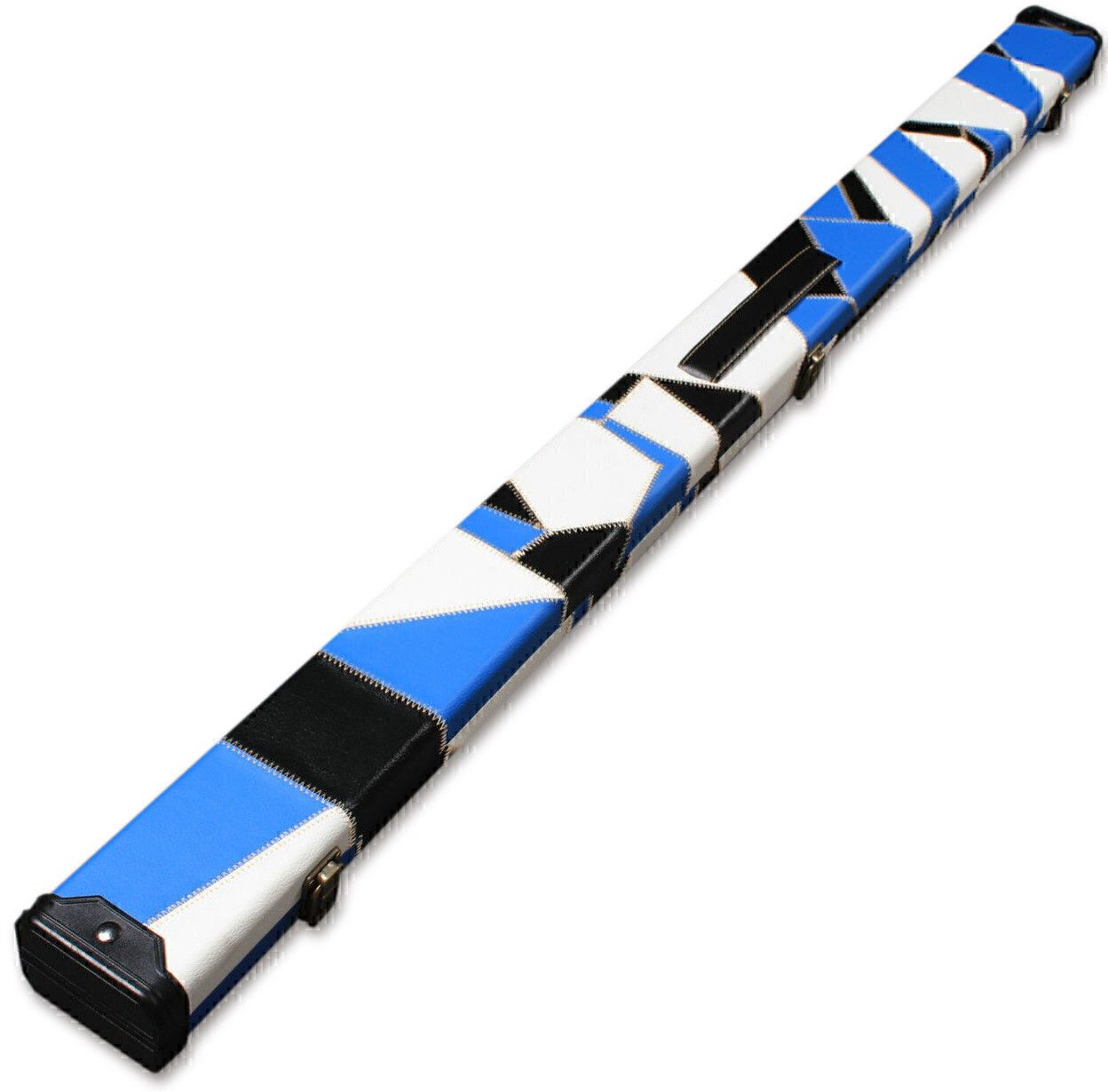 Handmade 3/4 Blue/White/Black Snooker Cue Case With 2 Compartments
