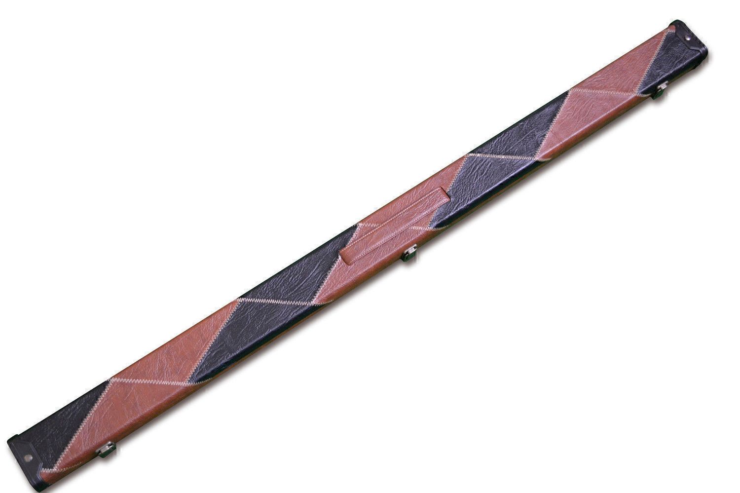 Handmade 3/4 Brown and Black Tournament Style Snooker Cue Case With 2 Compartments