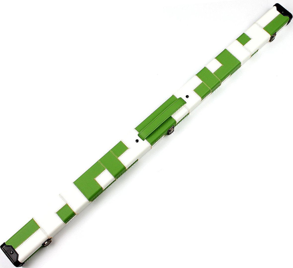 Handmade 3/4 Green and White Tournament Style Snooker Cue Case With 2 Compartments