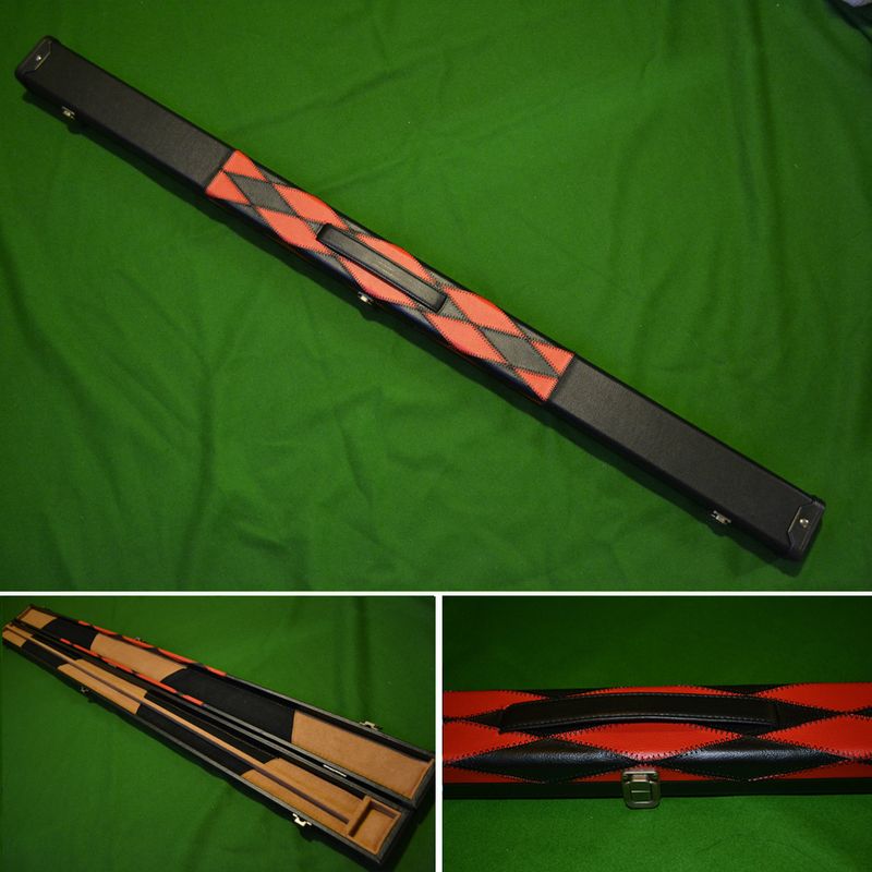 Handmade 3/4 Diamond Style Snooker Cue Case - Red/Black