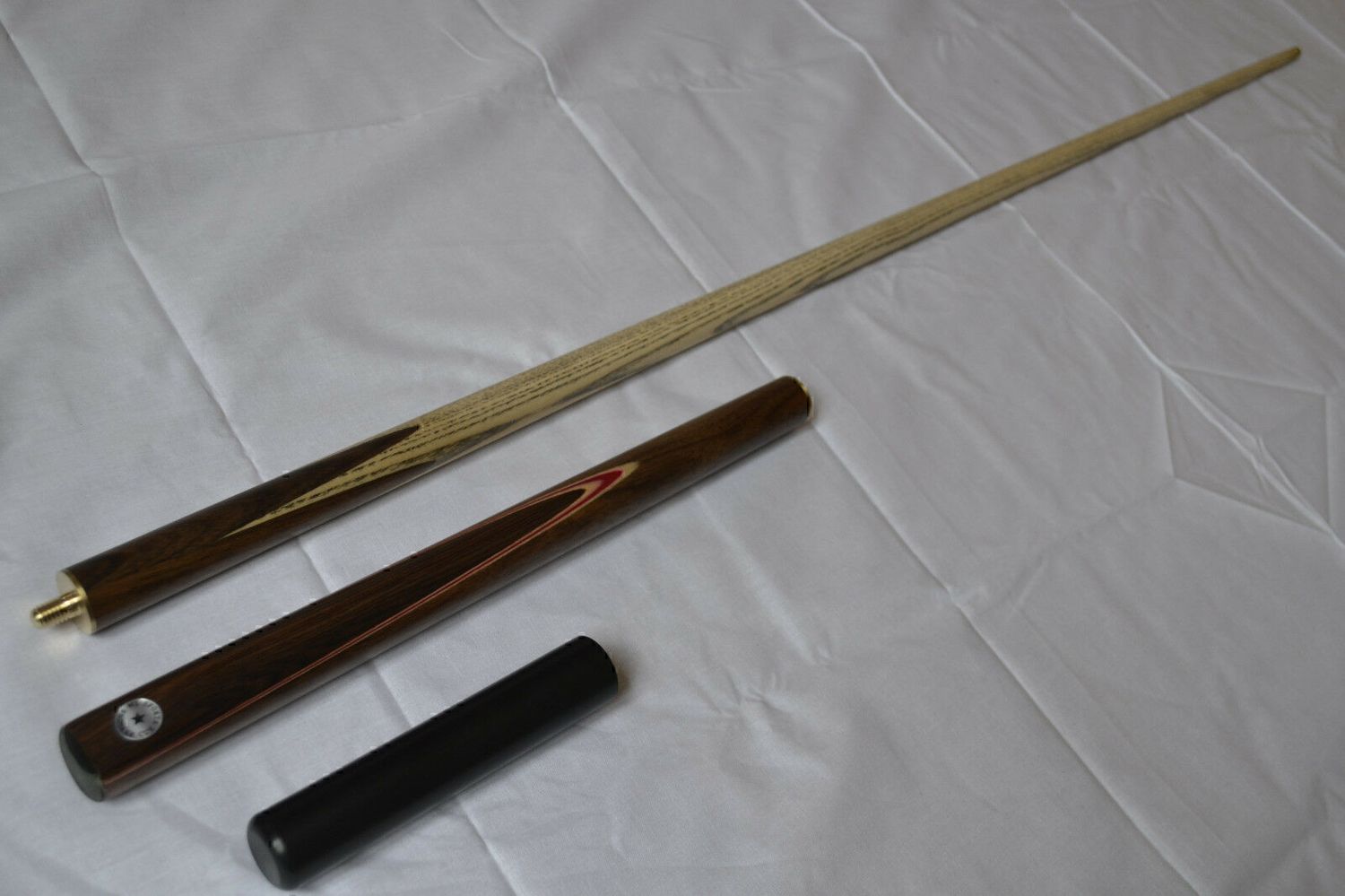Handmade 3/4 Jointed 57" Ash Shaft Rosewood Butt Snooker Cue - E5 Female Thread Mini Butt